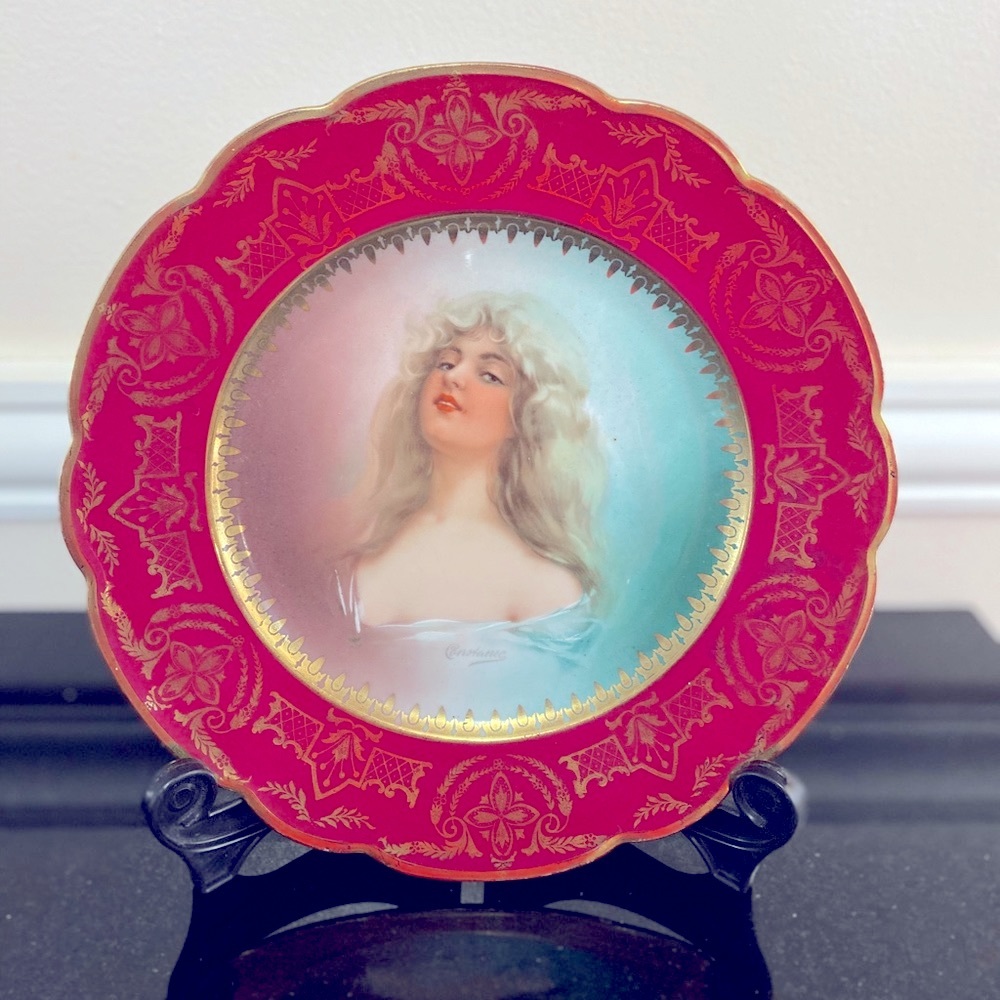 Antique MZ Austria Hand Painted gold Plate